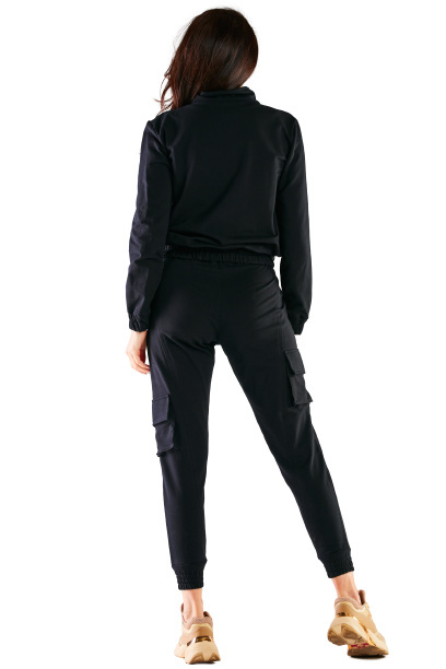 Spodnie damskie bojówki bawełniane ze ściągaczem czarne